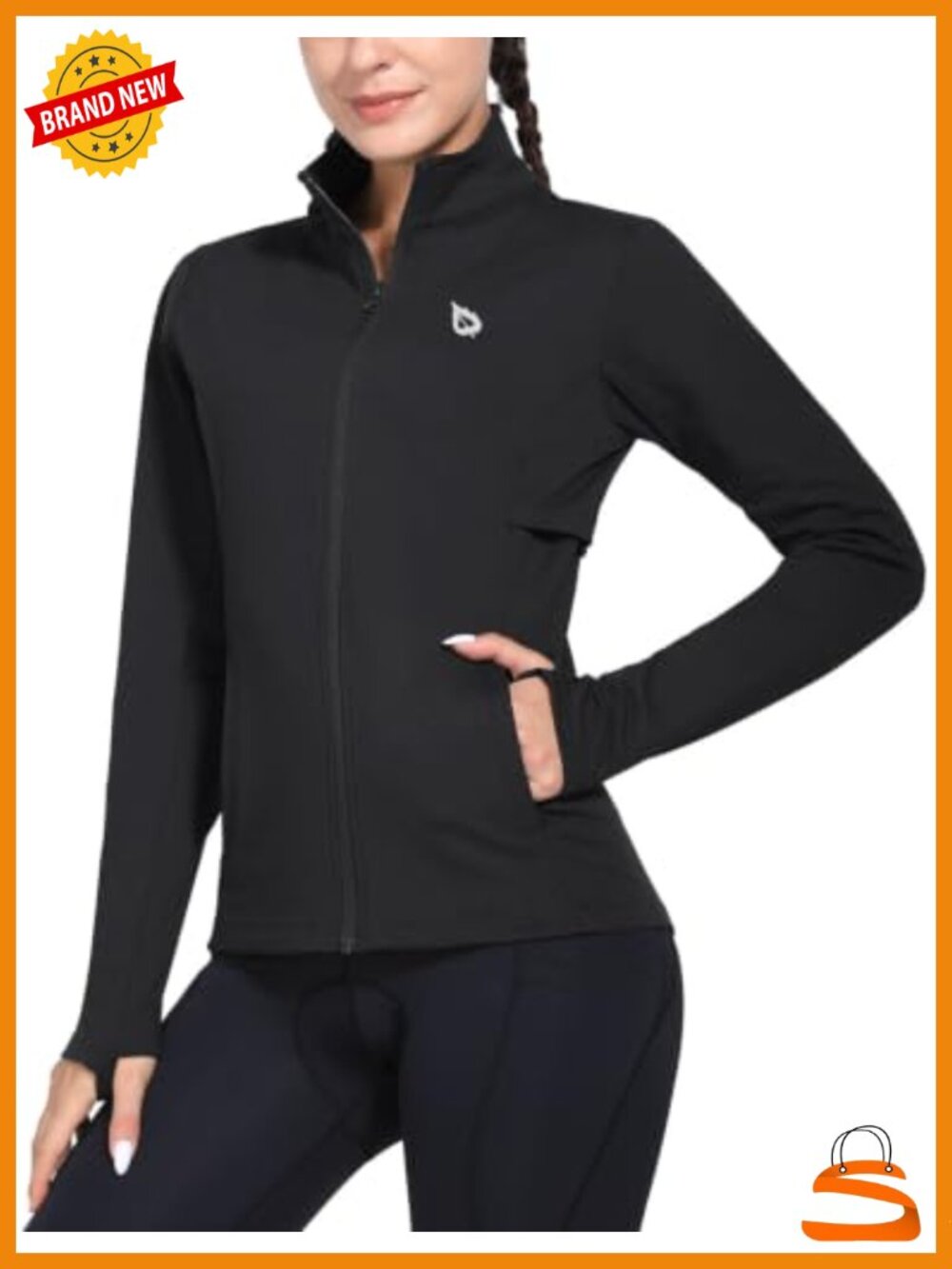 Fleece Running Jacket Water Resistant Cycling Winter Slim Fit Full Zip